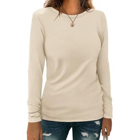 Micticsi Women's 2024 Long Sleeve Round Neck Shirts Basic Tees Blouse Going Out Tops in Kuwait