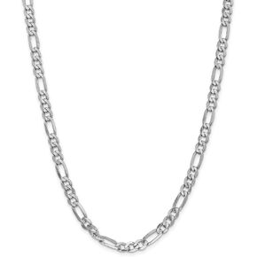 Solid 14k White Gold 6mm Flat Figaro Chain Necklace - with Secure Lobster Lock Clasp in Kuwait