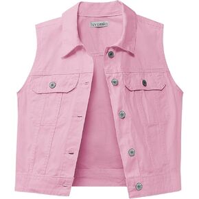 luvamia Denim Vest for Women Sleeveless Cropped Jean Jacket Vests Top Western Outfit Fashion Casual Vests with Pockets