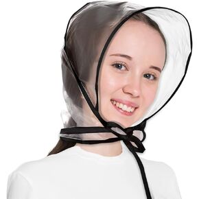 12 Pcs Rain Bonnet with Plastic Visor, Clear Waterproof Rain Scarf Reusable Rain Bonnet for Women to Protect Hairstyle (Black)