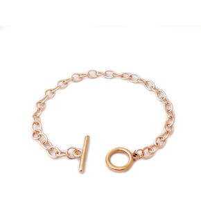 سوار ذهب وردي سوار للسيدات على شكل حرف O سلسلة عظم الثعبان T مشبك على شكل قلب سوار عاشق شخصية ريترو تريند سوار الزفاف هدية عيد ميلاد in Kuwait