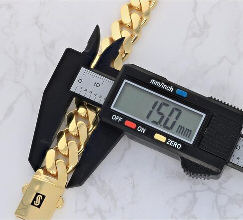 Nuragold 14k الذهب الأصفر 15mm رويال موناكو ميامي الكوبية ربط سلسلة سوار، مجوهرات رجالي يتوهم مربع المشبك 8 "8.5" 9" in Kuwait