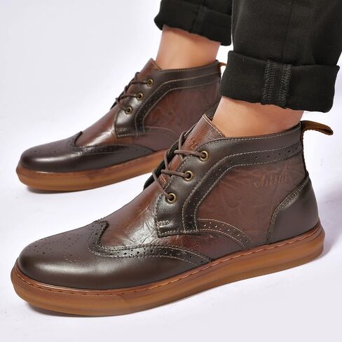 حذاء أكسفورد أنيق للرجال من الجلد Chukka الكاحل حذاء العمل اليومي للرجال in Kuwait