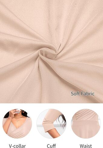 Nmoder Women's Casual Wrap Flared Midi Dress Wedding Guest Cocktail Tea Dresses A-Line Swing V-Neck 3/4 Sleeve in Saudi Arabia