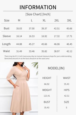 Nmoder Women's Casual Wrap Flared Midi Dress Wedding Guest Cocktail Tea Dresses A-Line Swing V-Neck 3/4 Sleeve in Saudi Arabia