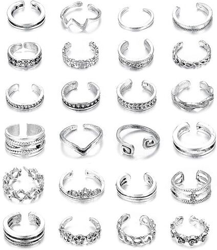 Jstyle Toe Rings for Women Adjustable Toe Ring Set Open Band Simple CZ Daisy Flower Toe Rings Hawaiian Summer Beach Foot Jewelry for Women a in Kuwait