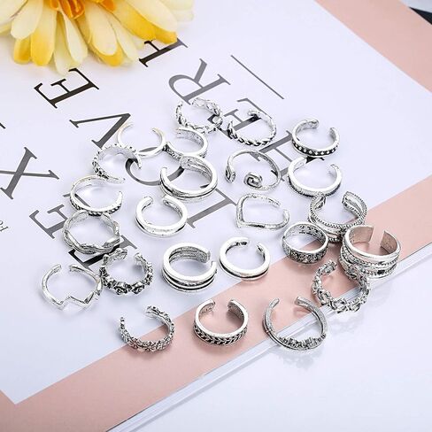 Jstyle Toe Rings for Women Adjustable Toe Ring Set Open Band Simple CZ Daisy Flower Toe Rings Hawaiian Summer Beach Foot Jewelry for Women a in Kuwait