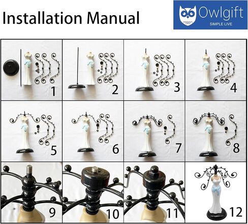 برج مجوهرات معدني عتيق من Owlgift مع شكل سيراميك مصقول للسيدة، وحامل منظم للقلادة والسوار مع 6 خطافات، وإكسسوارات متعددة الأغراض ورف عرض حامل للأساور in Kuwait