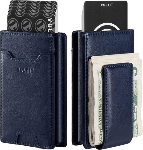 VULKIT Money Clip Wallet Pop Up Card Holder RFID Protection Mens Leather Wallet 2-IN-1 Business Card Holder For 7 Cards & 15 Bills in Saudi Arabia