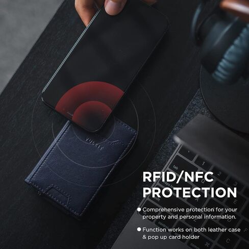 VULKIT Money Clip Wallet Pop Up Card Holder RFID Protection Mens Leather Wallet 2-IN-1 Business Card Holder For 7 Cards & 15 Bills in Saudi Arabia