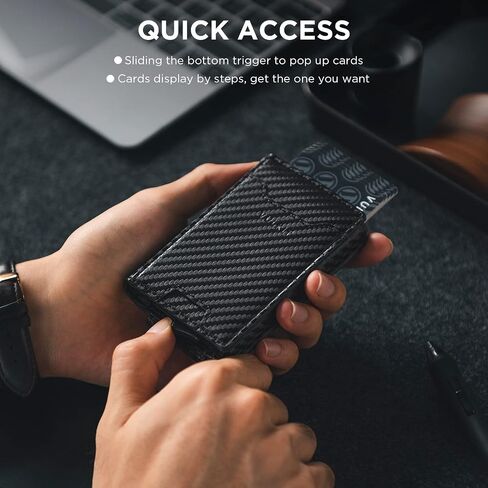 VULKIT Money Clip Wallet Pop Up Card Holder RFID Protection Mens Leather Wallet 2-IN-1 Business Card Holder For 7 Cards & 15 Bills in Saudi Arabia