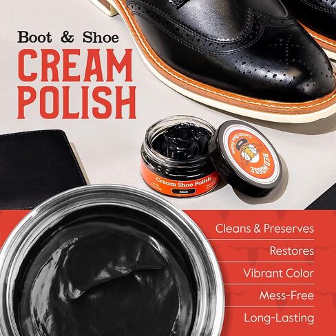 Deluxe Shoe Polish Cleaning Kit - Leather Boot & Shoe Shine Care Kit - Black, Brown & Neutral Shoe Polish with Brushes, Laces, Buffing Cloth, Travel Bag & More - Shoe Cleaning Polish Kit Made in USA in Kuwait