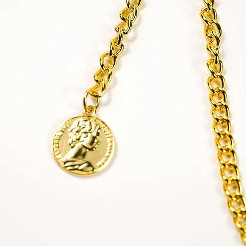 YECSOSS Men's Pocket Watch Chain Albert Vest Chain Queen Pendant Design T Chain, Gold in Kuwait