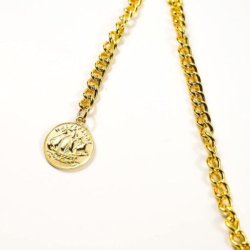 YECSOSS Men's Pocket Watch Chain Albert Vest Chain Queen Pendant Design T Chain, Gold in Kuwait