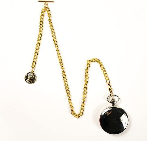 YECSOSS Men's Pocket Watch Chain Albert Vest Chain Queen Pendant Design T Chain, Gold in Kuwait