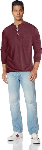 قمصان Elselect الرجالية Henley كاجوال بأكمام طويلة وقميص Butsweat بمقاس نحيف وأزرار سفلية للرجال in Kuwait