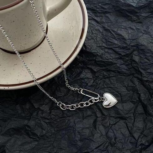 BNVXR السيدات الحب القلب قلادة الذهب الأبيض قلادة القلب قلادة متعددة الاستخدامات بسيطة تصميم فريد قلادة هدية عيد الحب in Kuwait