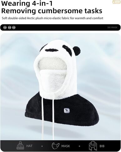QUNATURE Women's Balaclava Head Warmer Ski Mask - Panda Thermal Hat for Winter in Kuwait
