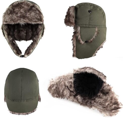 قبعة صيد شتوية من الفرو الصناعي للجنسين، قبعة صيد مقاومة للرياح، قبعة شتوية دافئة مع غطاء أذن من الفرو in Kuwait