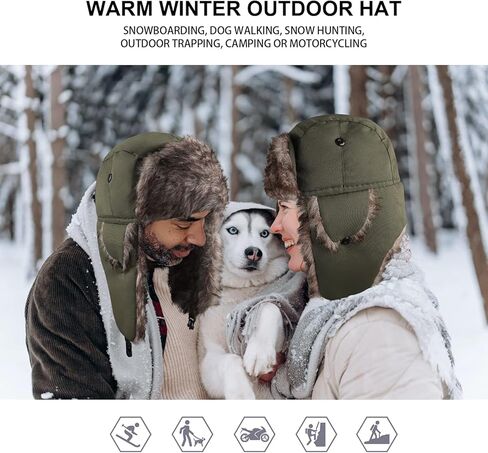 قبعة صيد شتوية من الفرو الصناعي للجنسين، قبعة صيد مقاومة للرياح، قبعة شتوية دافئة مع غطاء أذن من الفرو in Kuwait