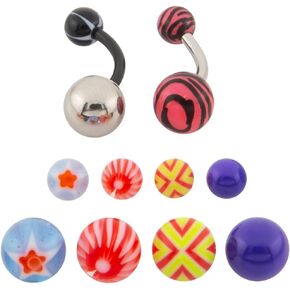 مجموعة بيلاتي 14 جرام من حلقات البطن الجراحية المصنوعة من الفولاذ - حلقات السرة المقاومة للحساسية (اختر اللون) in Kuwait