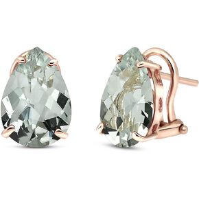 Galaxy Gold GG 14k Solid Gold French Clip Earrings Green Amethysts