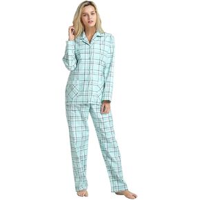 طقم بيجامات فلانيل للسيدات من GLOBAL 100% قطن PJs للنساء بأكمام طويلة وأزرار بيجاما ملابس مريحة للاستلقاء in Kuwait