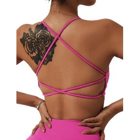 ABOCIW Women's Workout Sports Bras Fitness Backless Criss Cross Open Back Strappy Yoga Bra Top Low Impact Bra