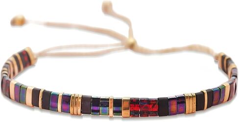 Sonateomber Flat Tila Beaded Adjustable Braided Friendship Stand Bracelets for Women Girls Handmade Boho Charm Square Beads Stackable Bracelet Friend Holiday Jewelry Gift in Kuwait