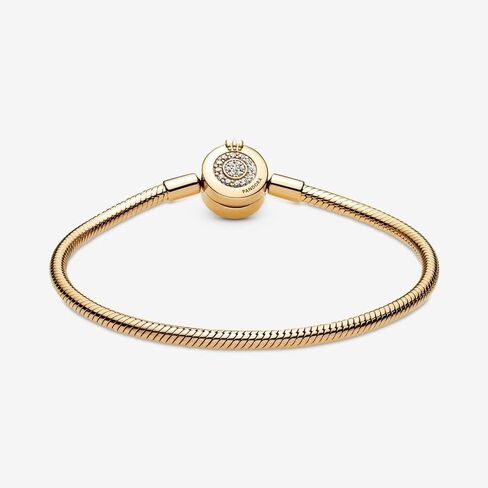 Pandora Moments Sparkling Crown O Pavé Clasp سوار سلسلة ثعبان - سوار ساحر للنساء - سحر لحظات متوافقة - زركونيا مكعب - 7.1 بوصة، مع صندوق هدايا in Kuwait