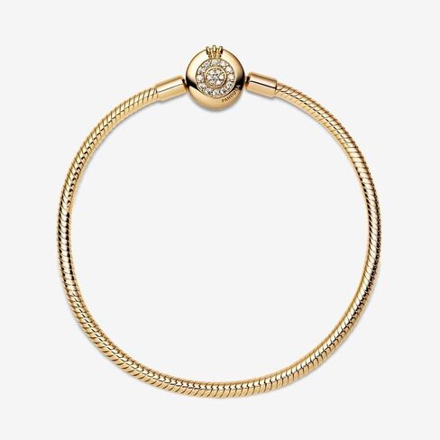 Pandora Moments Sparkling Crown O Pavé Clasp سوار سلسلة ثعبان - سوار ساحر للنساء - سحر لحظات متوافقة - زركونيا مكعب - 7.1 بوصة، مع صندوق هدايا in Kuwait
