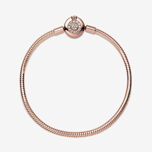 Pandora Moments Sparkling Crown O Pavé Clasp سوار سلسلة ثعبان - سوار ساحر للنساء - سحر لحظات متوافقة - زركونيا مكعب - 7.1 بوصة، مع صندوق هدايا in Kuwait