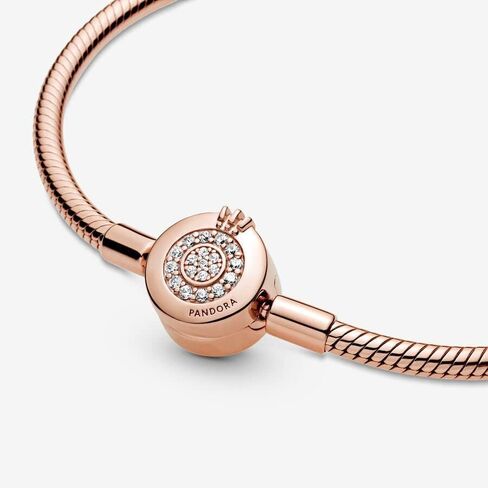 Pandora Moments Sparkling Crown O Pavé Clasp سوار سلسلة ثعبان - سوار ساحر للنساء - سحر لحظات متوافقة - زركونيا مكعب - 7.1 بوصة، مع صندوق هدايا in Kuwait