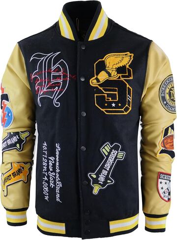 سترة SCREENSHOT VARSITY JACKET 3202 للرجال سترة عصرية ثقيلة ببطانة حضرية ومبطنة in Kuwait