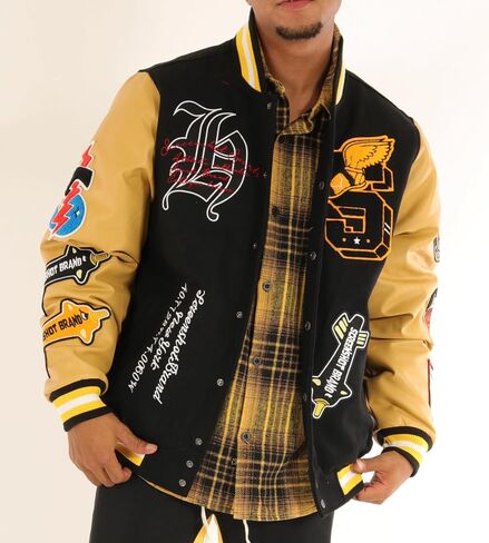 سترة SCREENSHOT VARSITY JACKET 3202 للرجال سترة عصرية ثقيلة ببطانة حضرية ومبطنة in Kuwait