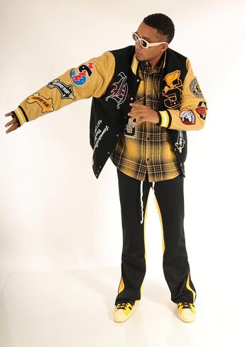 سترة SCREENSHOT VARSITY JACKET 3202 للرجال سترة عصرية ثقيلة ببطانة حضرية ومبطنة in Kuwait