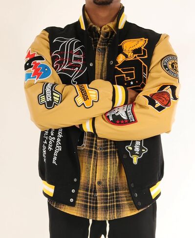 سترة SCREENSHOT VARSITY JACKET 3202 للرجال سترة عصرية ثقيلة ببطانة حضرية ومبطنة in Kuwait