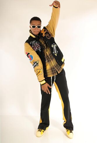 سترة SCREENSHOT VARSITY JACKET 3202 للرجال سترة عصرية ثقيلة ببطانة حضرية ومبطنة in Kuwait