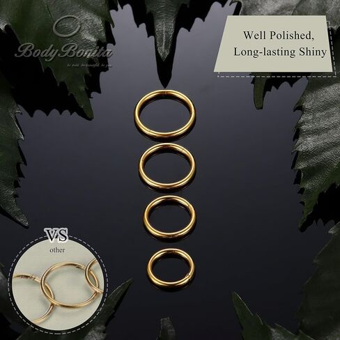 BodyBonita 4/8 pcs 16G/18G/20G 316L Surgical Steel Seamless Hinged Nose Rings Hoops Septum Rings Lip Rings Hypoallergenic | Earrings for Helix Cartilage Conch Rook Daith Lobe Cartilage Tragus Piercing Jewelry | Black Silver Gold Nose Rings Cilcker Body Pi in Saudi Arabia