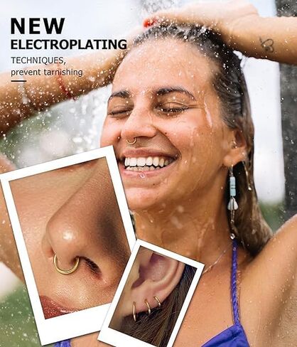 BodyBonita 4/8 pcs 16G/18G/20G 316L Surgical Steel Seamless Hinged Nose Rings Hoops Septum Rings Lip Rings Hypoallergenic | Earrings for Helix Cartilage Conch Rook Daith Lobe Cartilage Tragus Piercing Jewelry | Black Silver Gold Nose Rings Cilcker Body Pi in Saudi Arabia