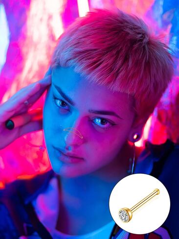 Akeoqi 28 قطعة الأنف مسمار الأنف سلسلة الفولاذ المقاوم للصدأ L المسمار شكل مستقيم الأنف مسمار سلسلة الأنف مسمار الأنف ثقب الجسم مجوهرات للنساء الرجال 20 جرام مجموعة 2 مللي متر 2.5 مللي متر 3 مللي متر تشيكوسلوفاكيا الفضة الذهب لهجة in Kuwait