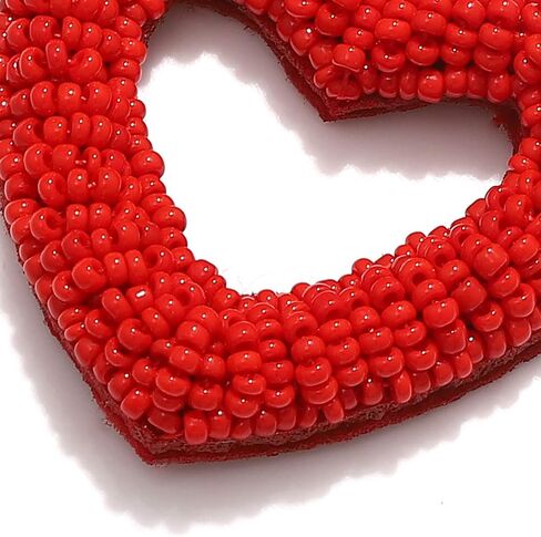 CEALXHENY Beaded Drop Earrings Handmade Seed Bead Heart Hoop Dangle Earrings Bohemia Statement Earring Studs for Women Girls in Saudi Arabia
