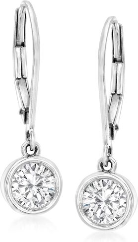 Ross-Simons 1.00 ct. t.w. Bezel-Set Diamond Drop Earrings in 14kt White Gold in Saudi Arabia