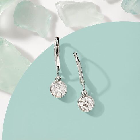 Ross-Simons 1.00 ct. t.w. Bezel-Set Diamond Drop Earrings in 14kt White Gold in Saudi Arabia