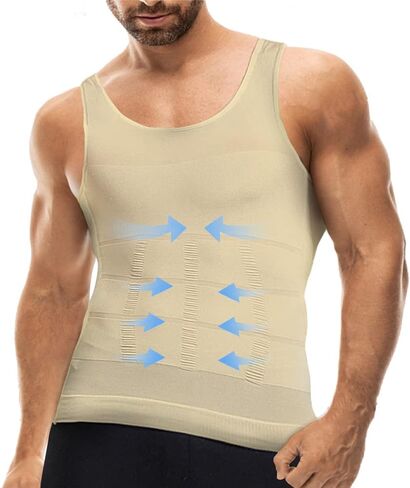 Mistirik Compression Shirts for Men - Mens Slimming Body Shaper Vest - Tight Tank Top for Men - Compression Shirt Tank Top in Kuwait
