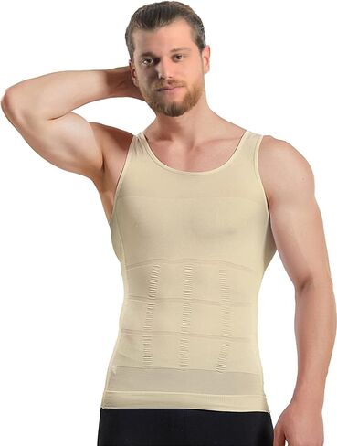 Mistirik Compression Shirts for Men - Mens Slimming Body Shaper Vest - Tight Tank Top for Men - Compression Shirt Tank Top in Kuwait