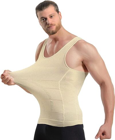 Mistirik Compression Shirts for Men - Mens Slimming Body Shaper Vest - Tight Tank Top for Men - Compression Shirt Tank Top in Kuwait