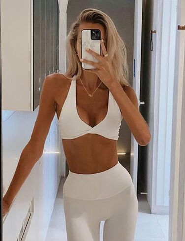 HORISUN حمالة صدر رياضية للسيدات من Racerback مبطنة للتمرين، حمالات صدر لليوجا رافعة للصدر، متوسطة الدعم، أكواب قابلة للإزالة، قطع علوية بدون أكمام in Kuwait