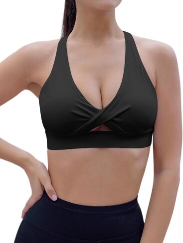 HORISUN حمالة صدر رياضية للسيدات من Racerback مبطنة للتمرين، حمالات صدر لليوجا رافعة للصدر، متوسطة الدعم، أكواب قابلة للإزالة، قطع علوية بدون أكمام in Kuwait