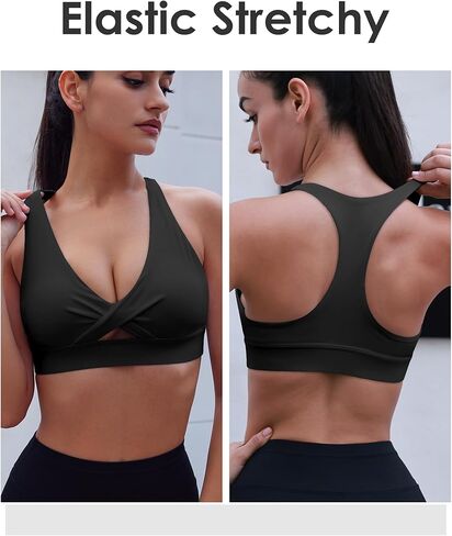 HORISUN حمالة صدر رياضية للسيدات من Racerback مبطنة للتمرين، حمالات صدر لليوجا رافعة للصدر، متوسطة الدعم، أكواب قابلة للإزالة، قطع علوية بدون أكمام in Kuwait